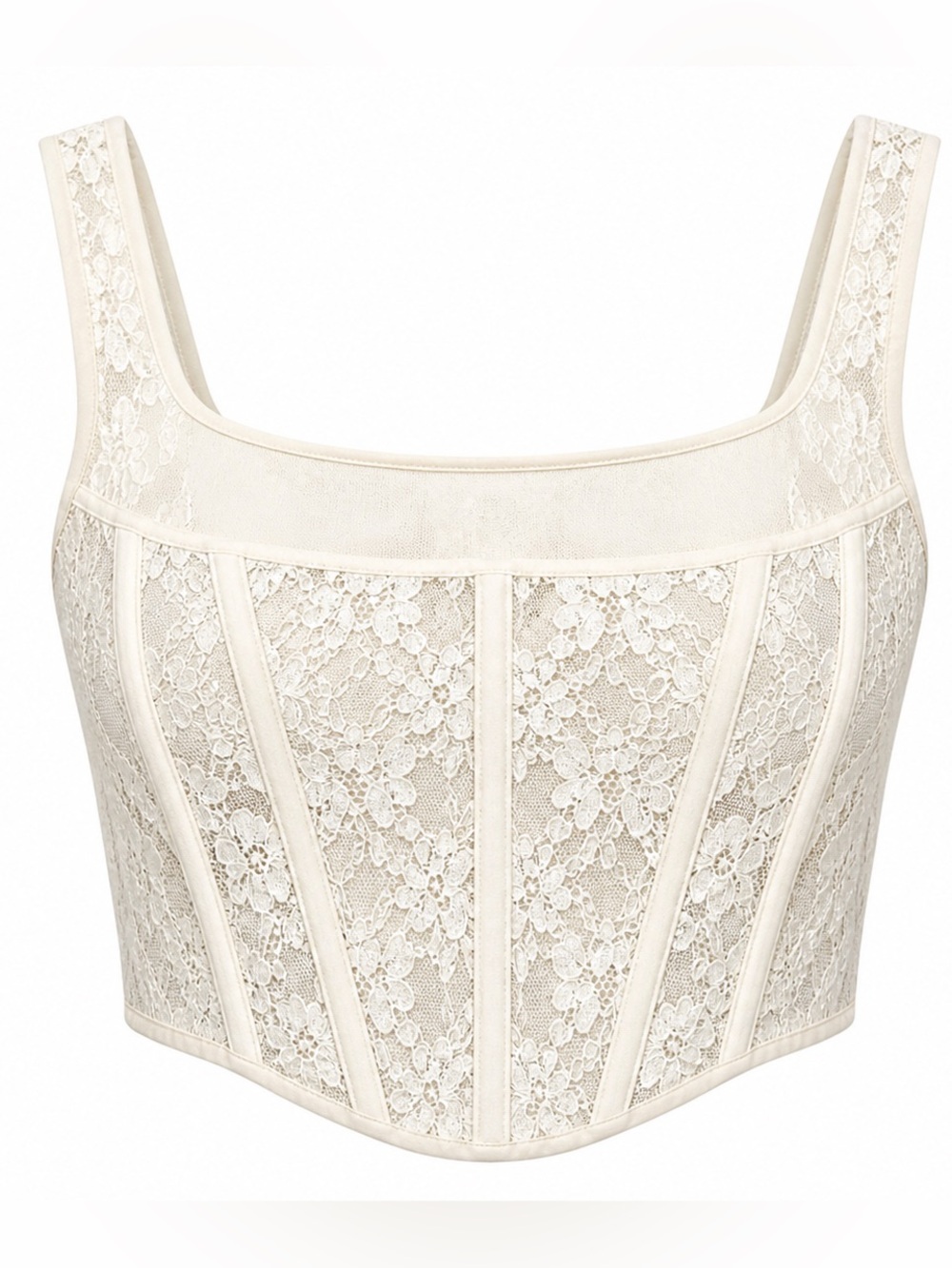 ZARA Lace Corset Crop Top Ivory Boned NWT Large